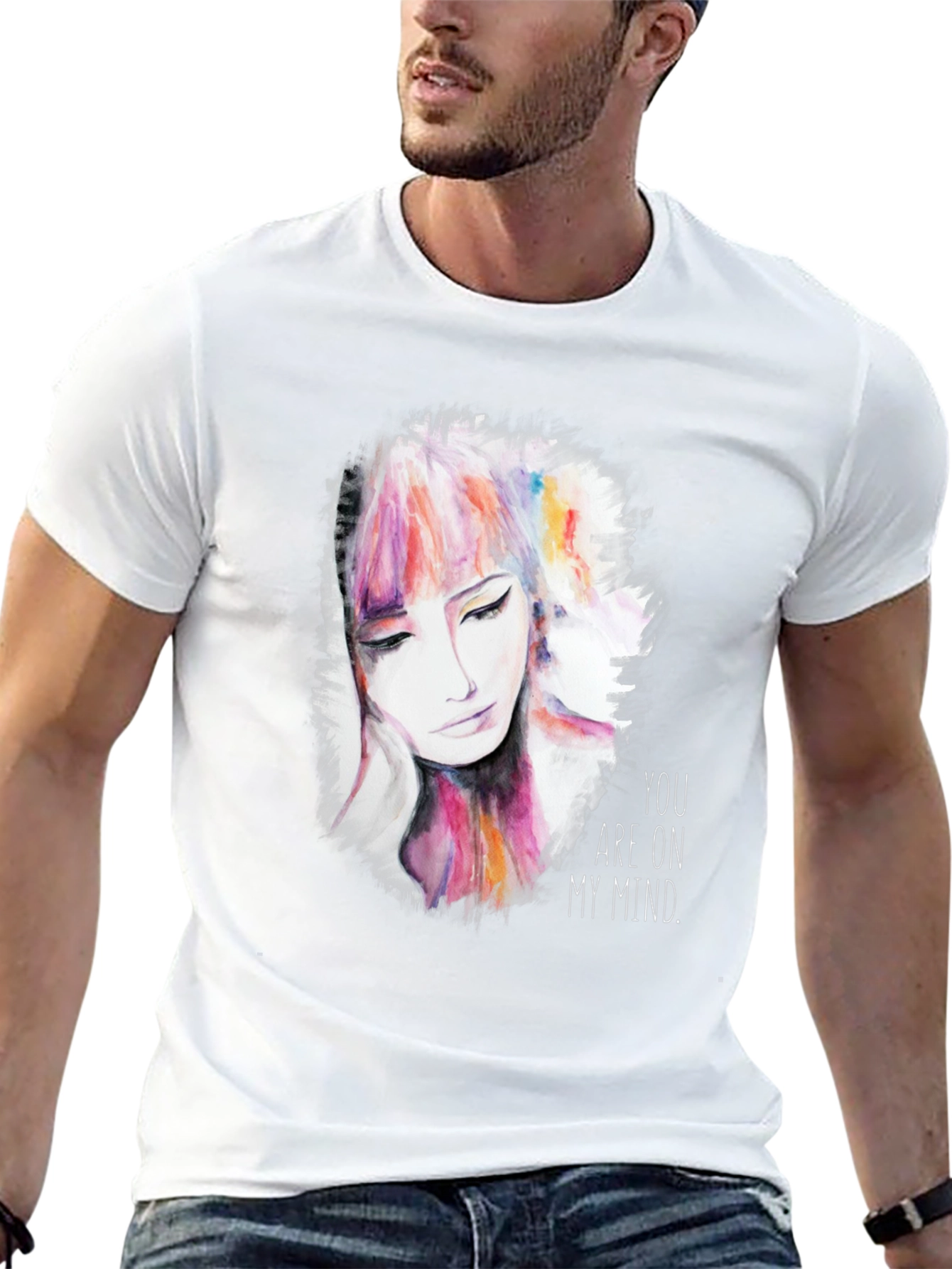 Camiseta Negra con Diseño de Rostro Abstracto