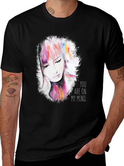Camiseta Negra con Diseño de Rostro Abstracto