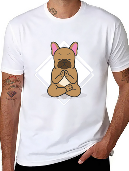 Camiseta Negra con Diseño de Bulldog Francés Meditando