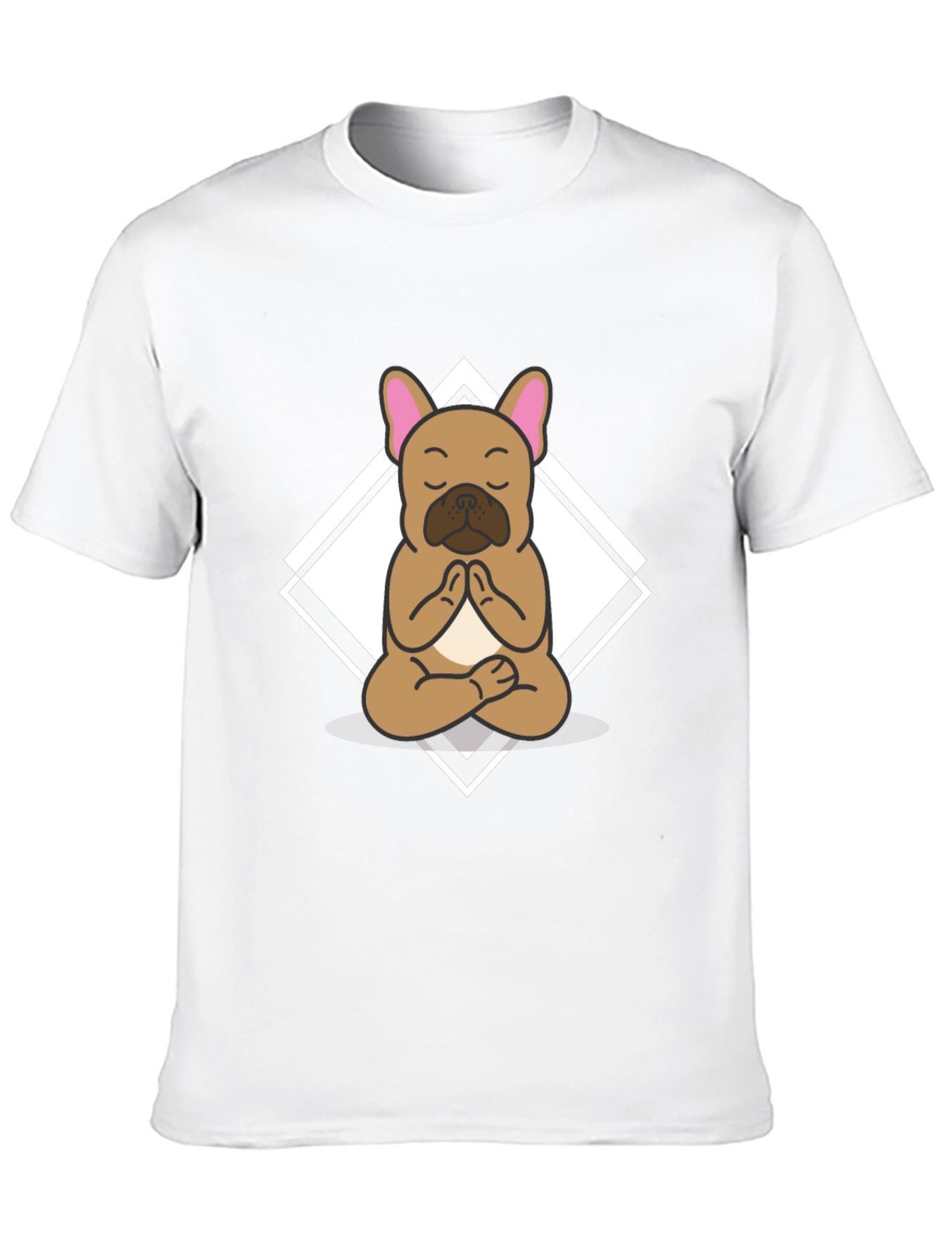 Camiseta Negra con Diseño de Bulldog Francés Meditando