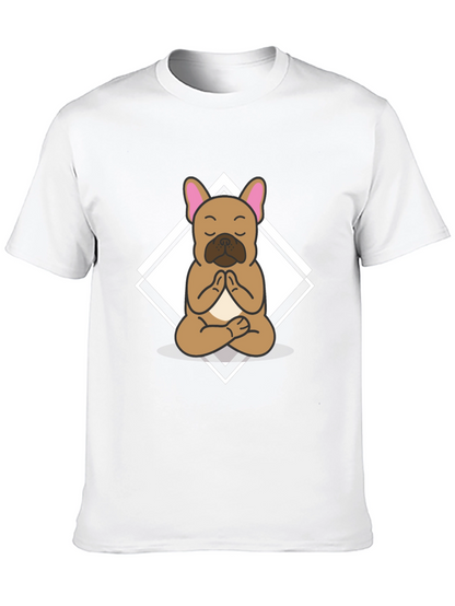Camiseta Negra con Diseño de Bulldog Francés Meditando