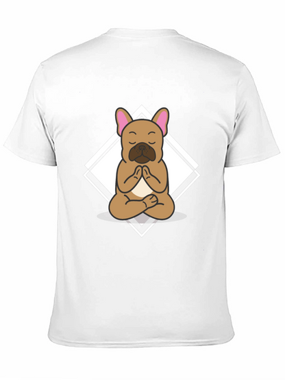 Camiseta Negra con Diseño de Bulldog Francés Meditando