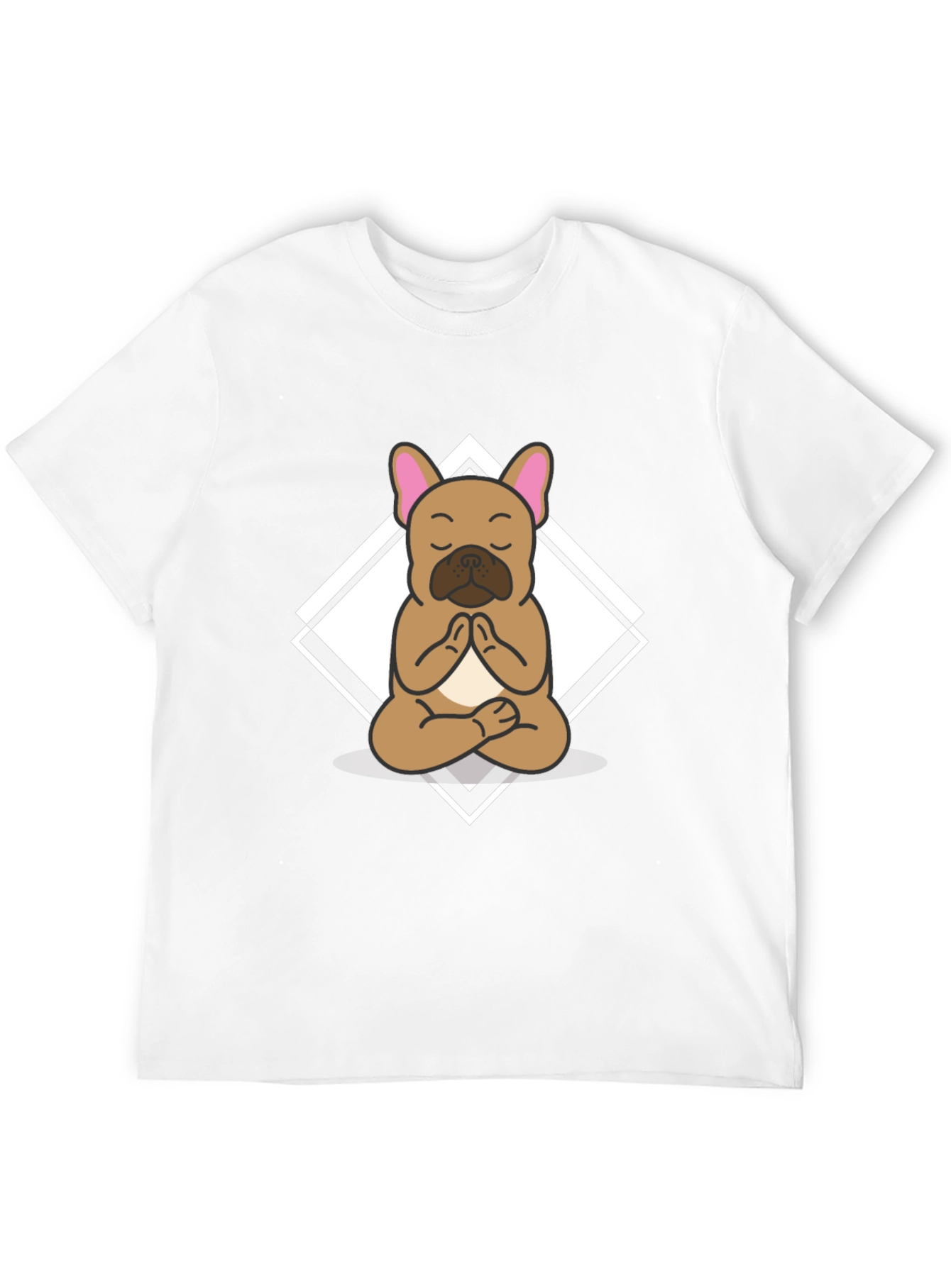 Camiseta Negra con Diseño de Bulldog Francés Meditando
