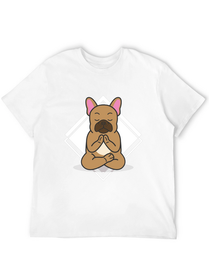 Camiseta Negra con Diseño de Bulldog Francés Meditando