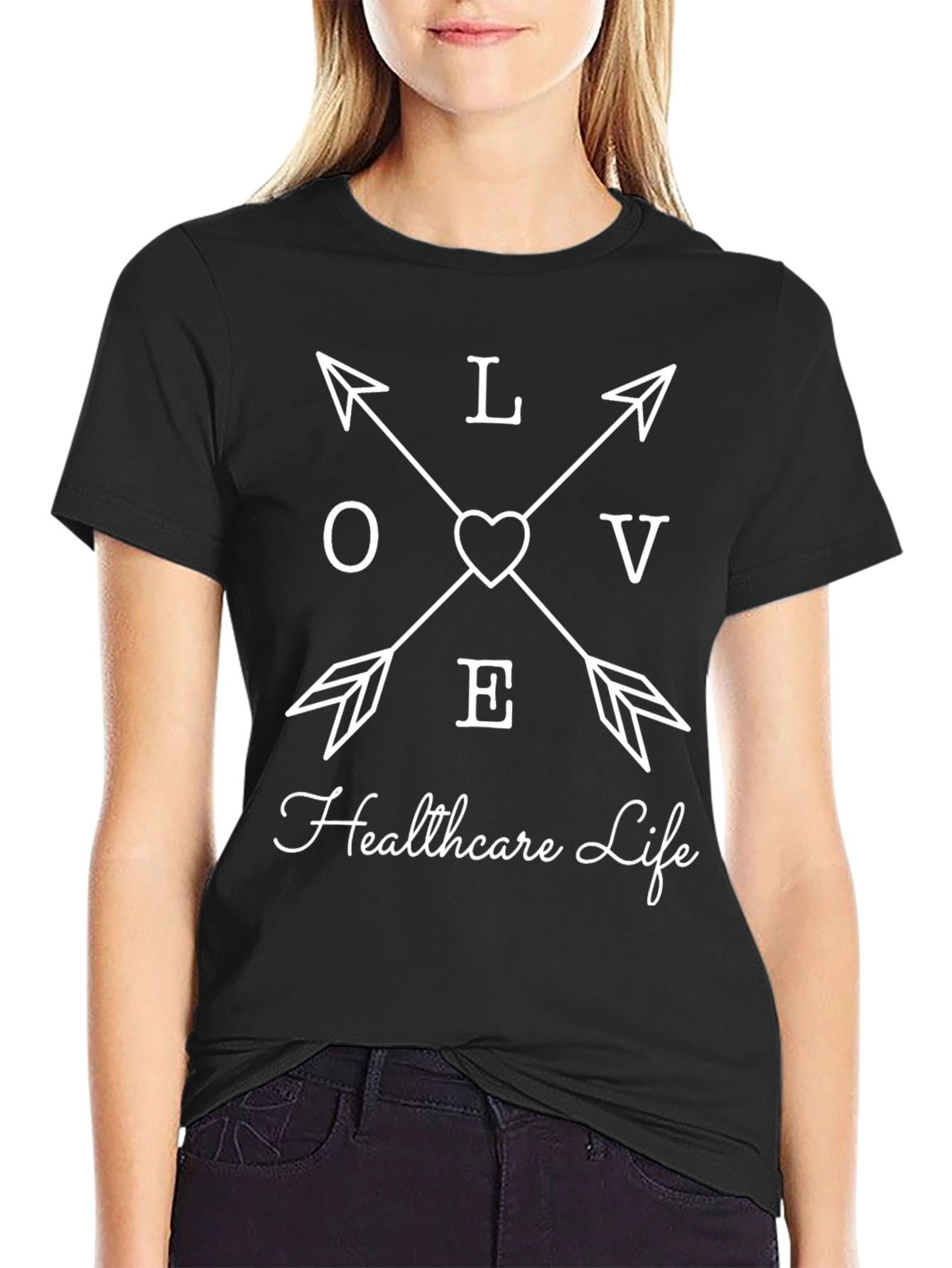 Camiseta Negra Love Healthcare Life