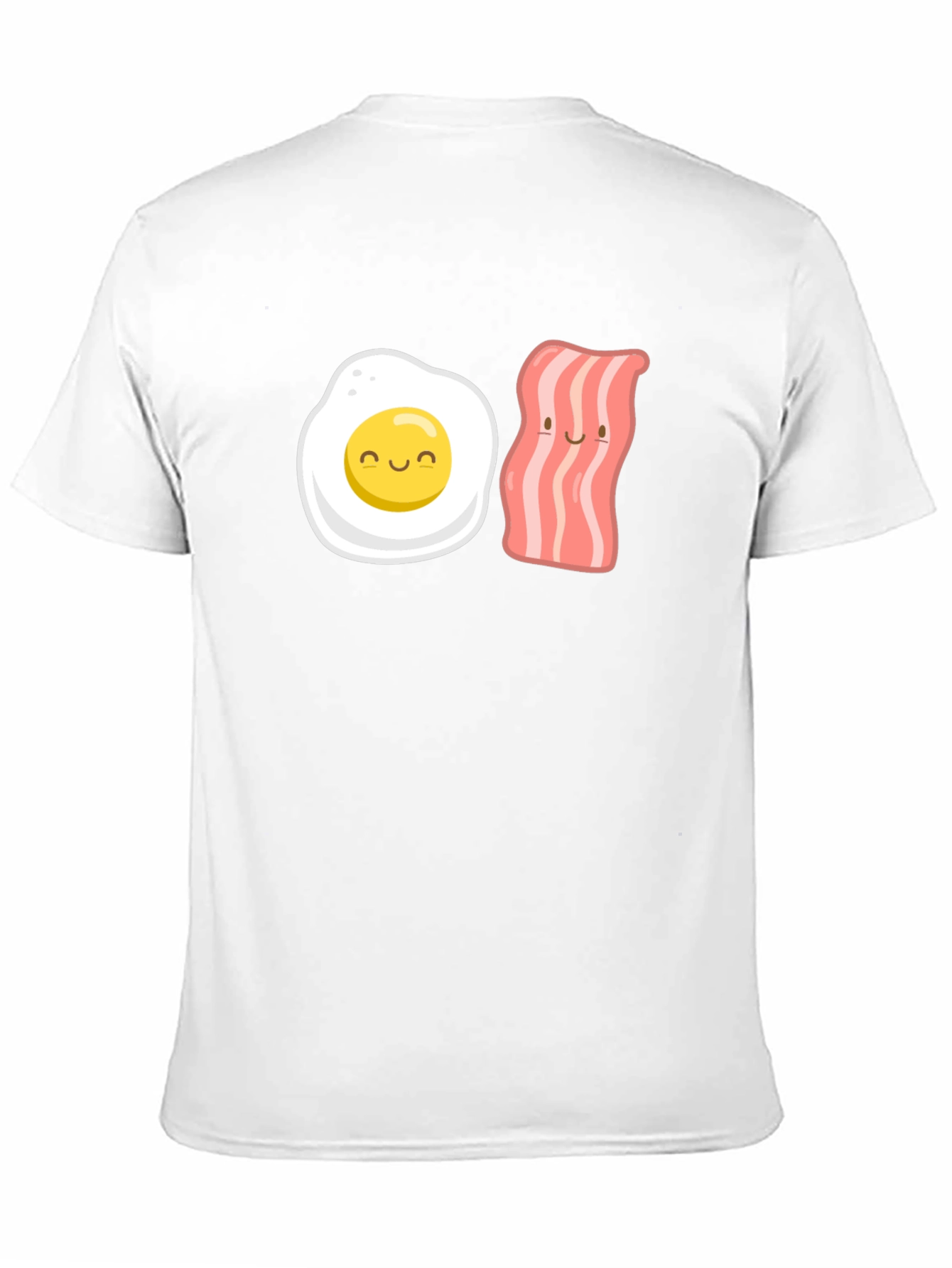 Camiseta Negra con Estampado Divertido de Huevo y Tocineta