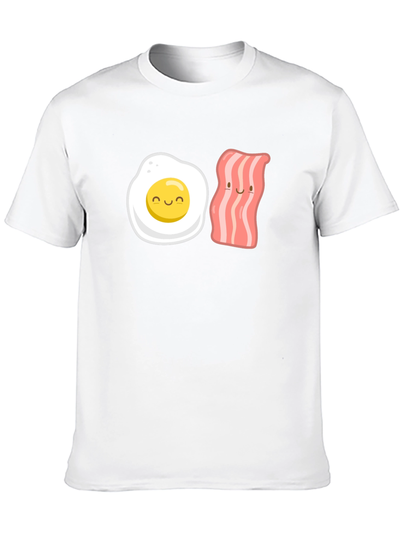 Camiseta Negra con Estampado Divertido de Huevo y Tocineta