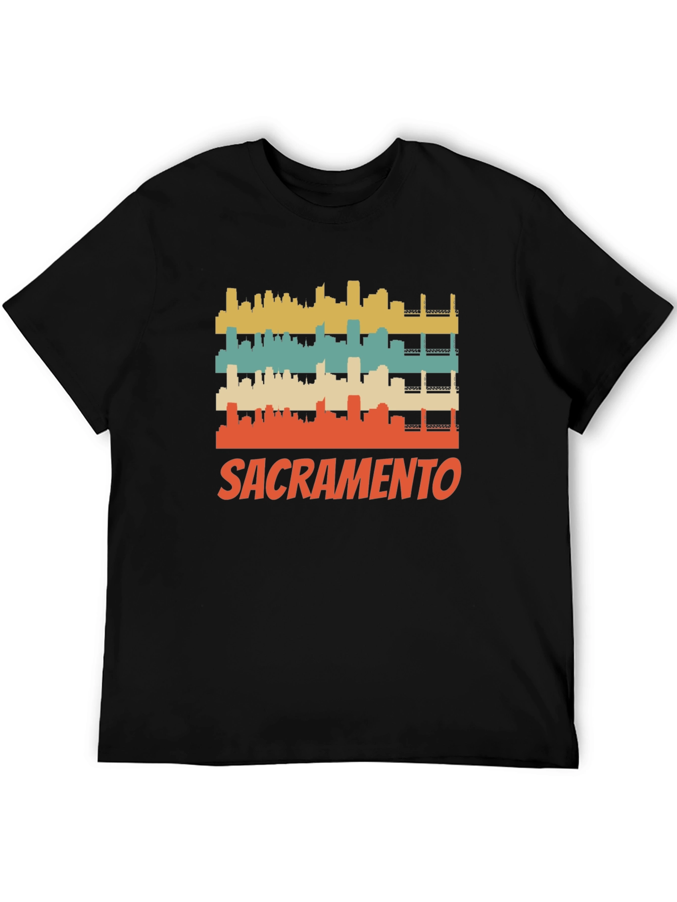 Camiseta Negra con Diseño Retro de Sacramento