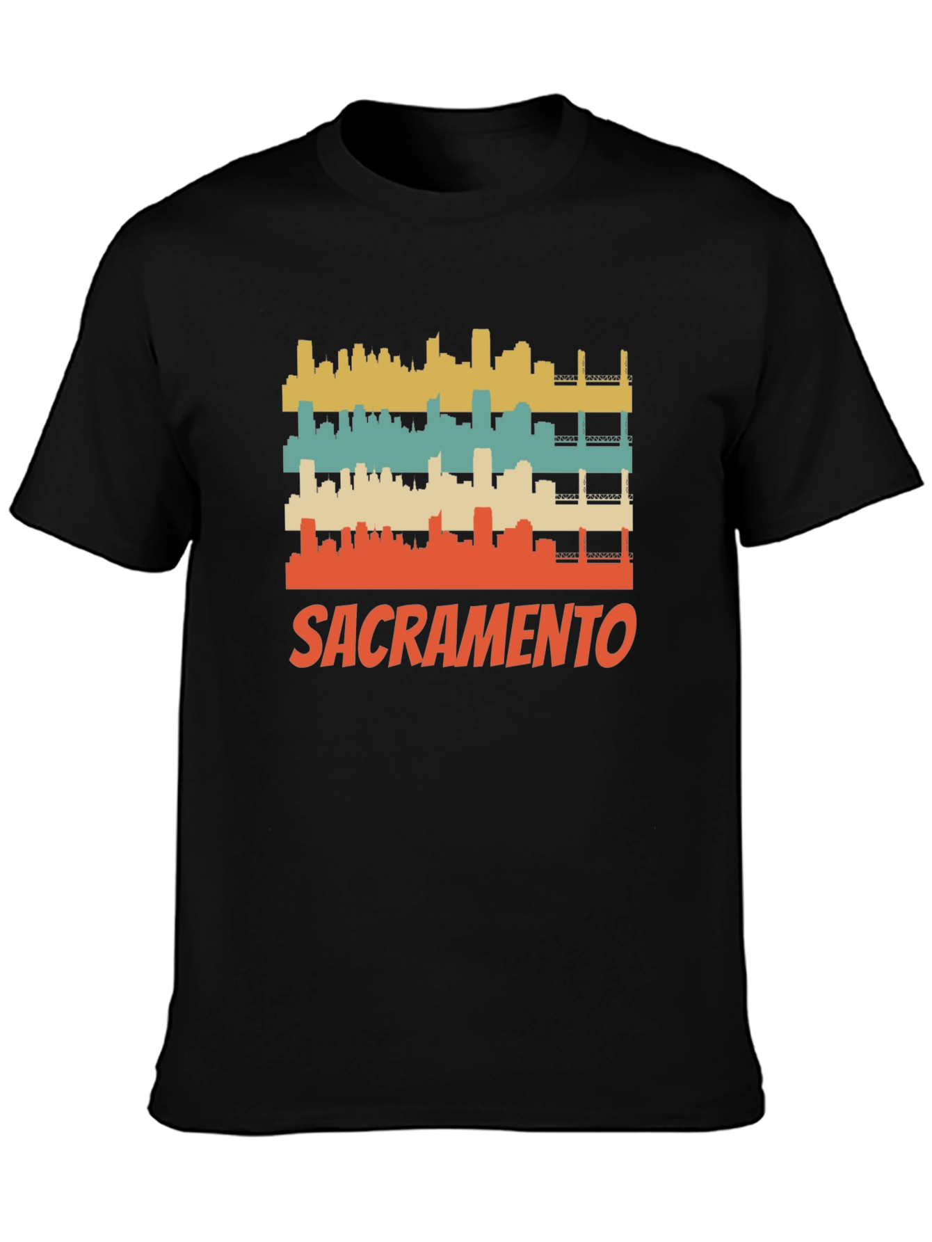 Camiseta Negra con Diseño Retro de Sacramento