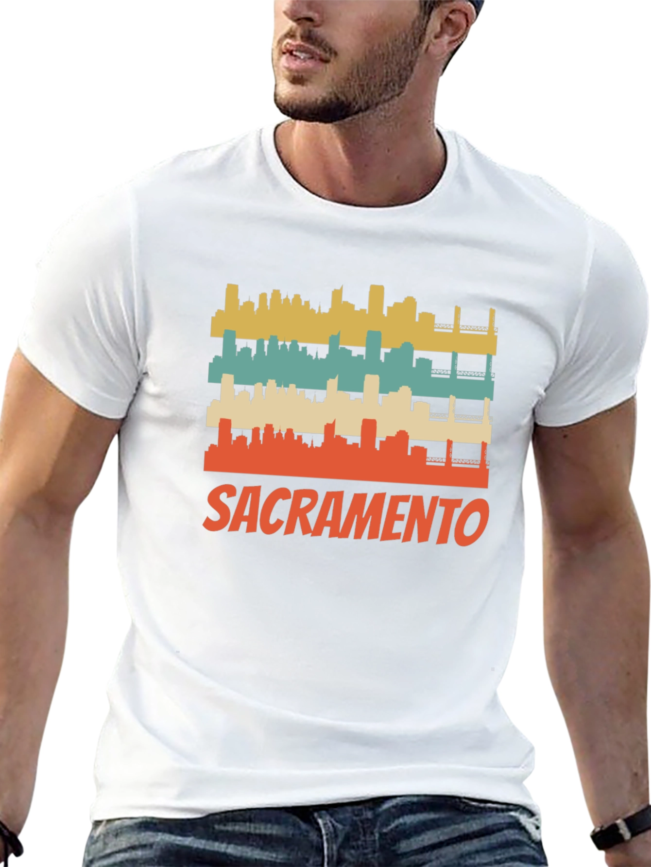 Camiseta Negra con Diseño Retro de Sacramento