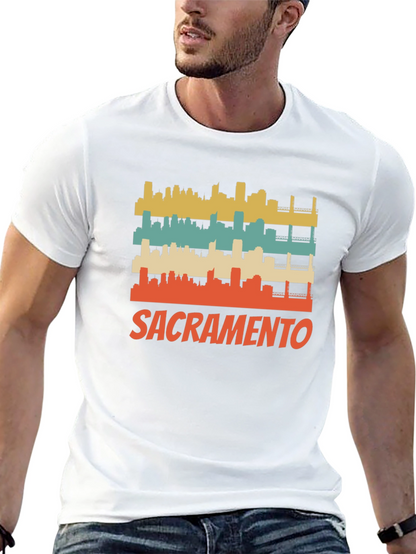 Camiseta Negra con Diseño Retro de Sacramento