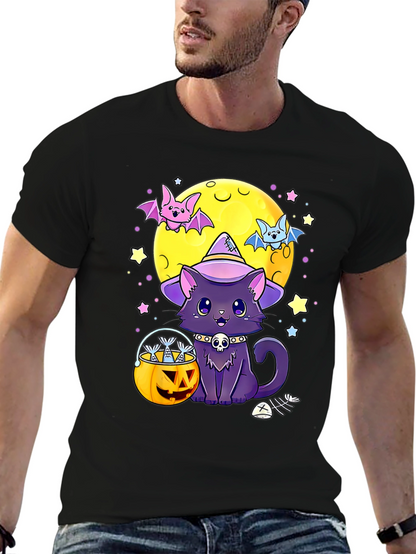 Camiseta Halloween Gato Bruja Calabaza