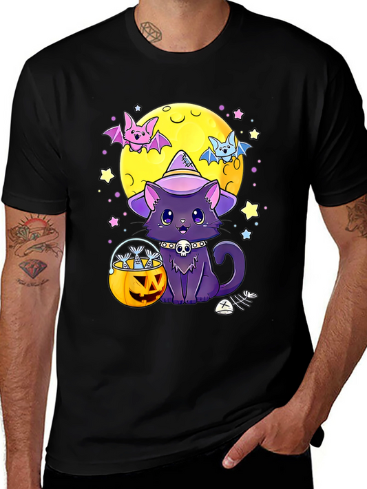 Camiseta Halloween Gato Bruja Calabaza