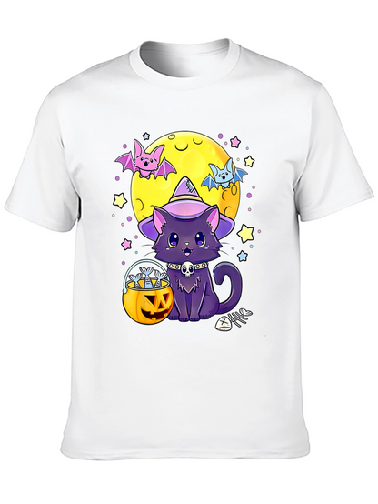 Camiseta Halloween Gato Bruja Calabaza
