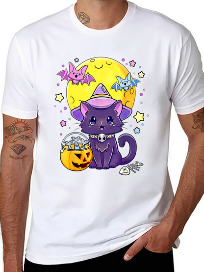 Camiseta Halloween Gato Bruja Calabaza