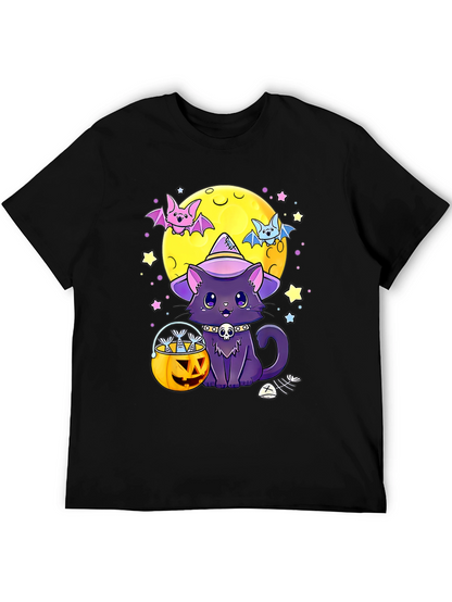 Camiseta Halloween Gato Bruja Calabaza