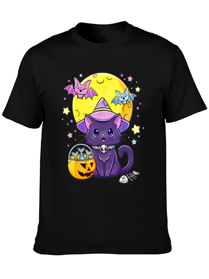 Camiseta Halloween Gato Bruja Calabaza