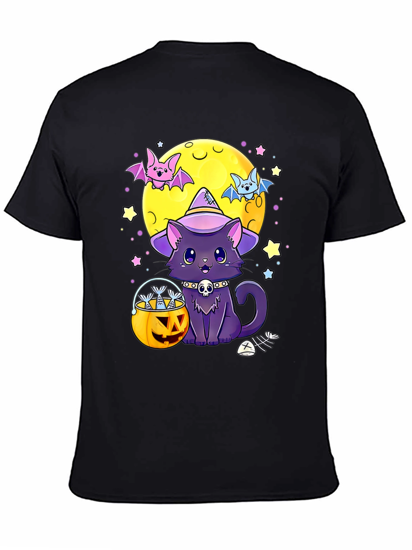 Camiseta Halloween Gato Bruja Calabaza