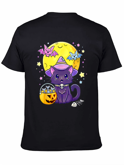 Camiseta Halloween Gato Bruja Calabaza