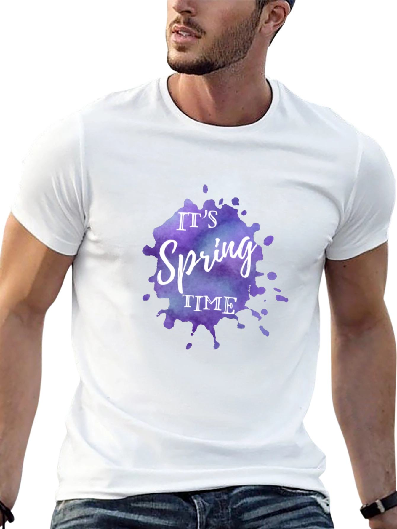 Camiseta Negra Es Primavera Diseño Acuarela