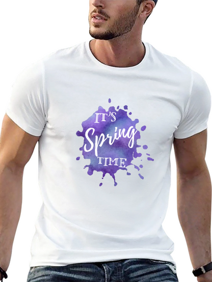 Camiseta Negra Es Primavera Diseño Acuarela