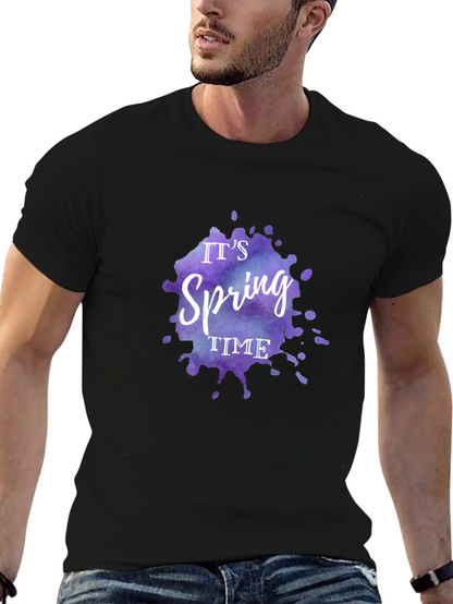 Camiseta Negra Es Primavera Diseño Acuarela
