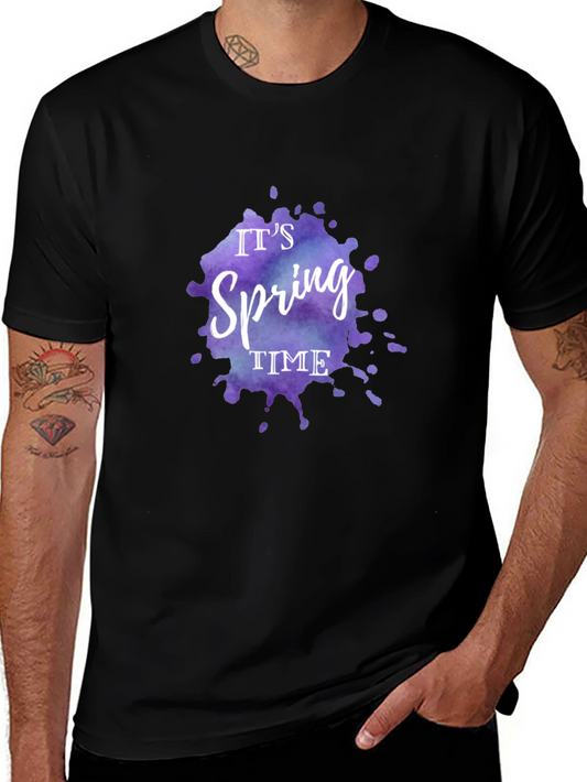 Camiseta Negra Es Primavera Diseño Acuarela