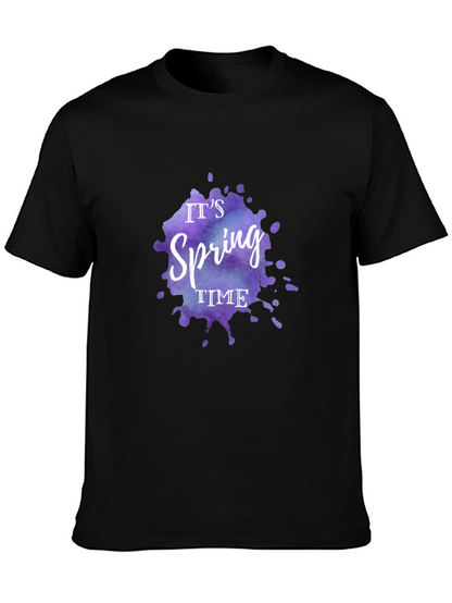 Camiseta Negra Es Primavera Diseño Acuarela