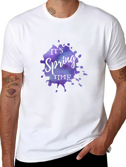 Camiseta Negra Es Primavera Diseño Acuarela