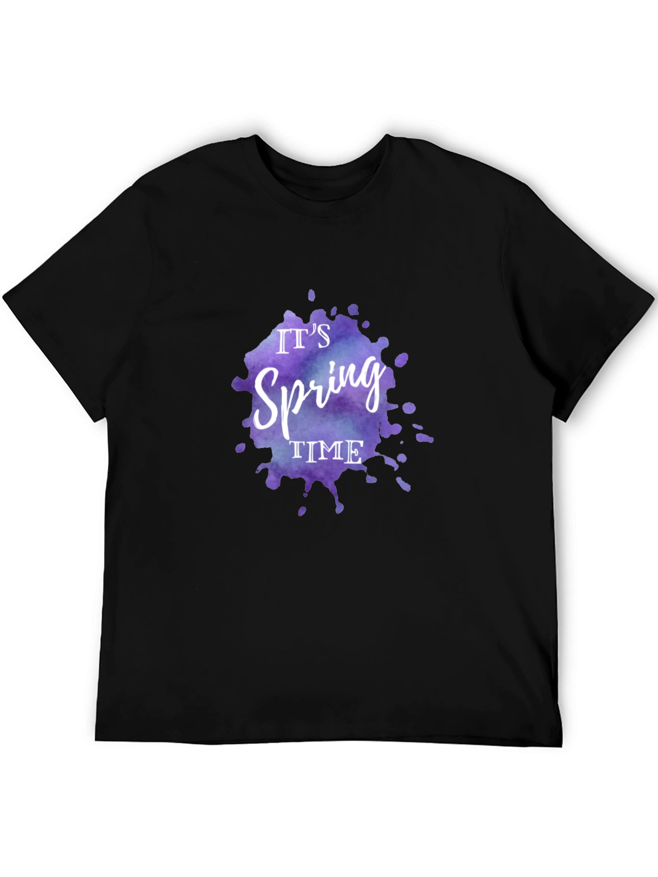 Camiseta Negra Es Primavera Diseño Acuarela