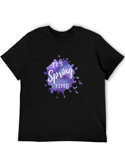 Camiseta Negra Es Primavera Diseño Acuarela