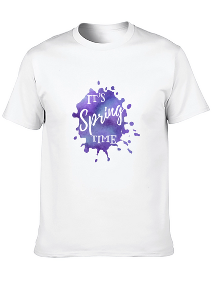 Camiseta Negra Es Primavera Diseño Acuarela