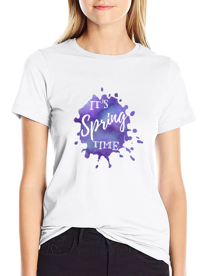 Camiseta Negra Es Primavera Diseño Acuarela