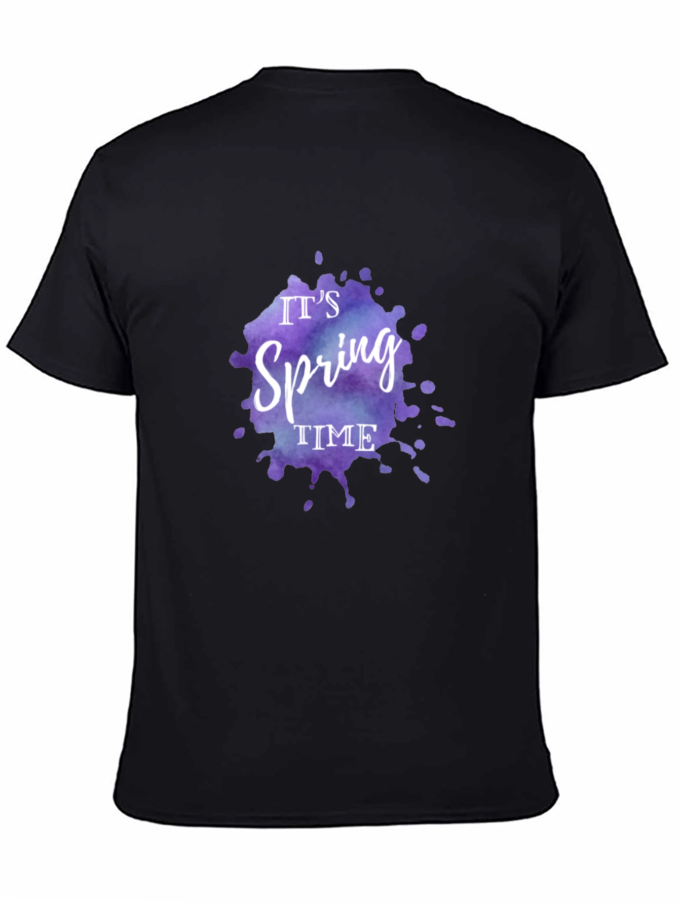 Camiseta Negra Es Primavera Diseño Acuarela