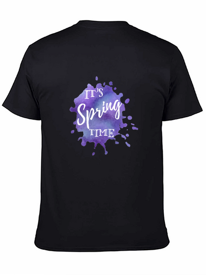 Camiseta Negra Es Primavera Diseño Acuarela