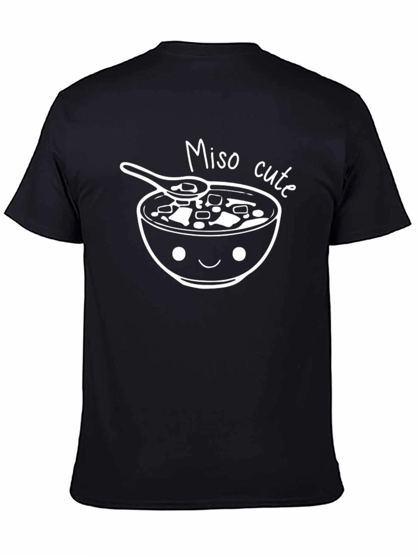 Camiseta Negra con Diseño Miso Cute para Hombre