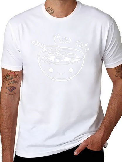 Camiseta Negra con Diseño Miso Cute para Hombre