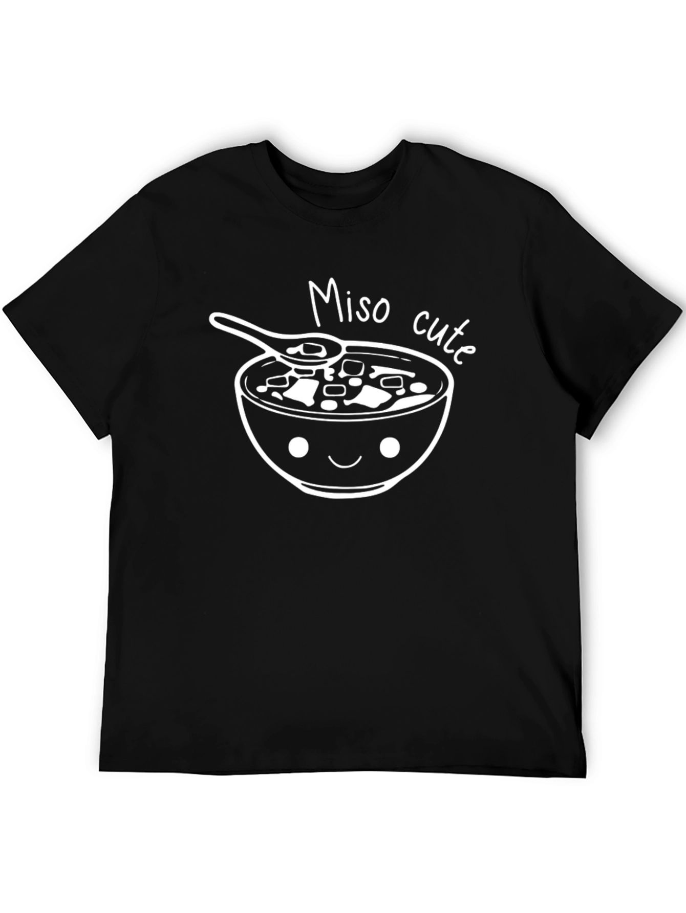 Camiseta Negra con Diseño Miso Cute para Hombre