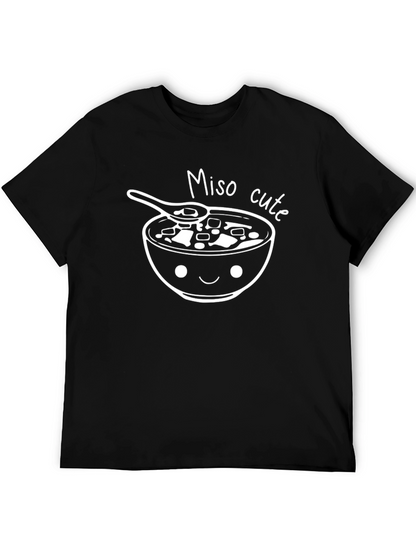 Camiseta Negra con Diseño Miso Cute para Hombre