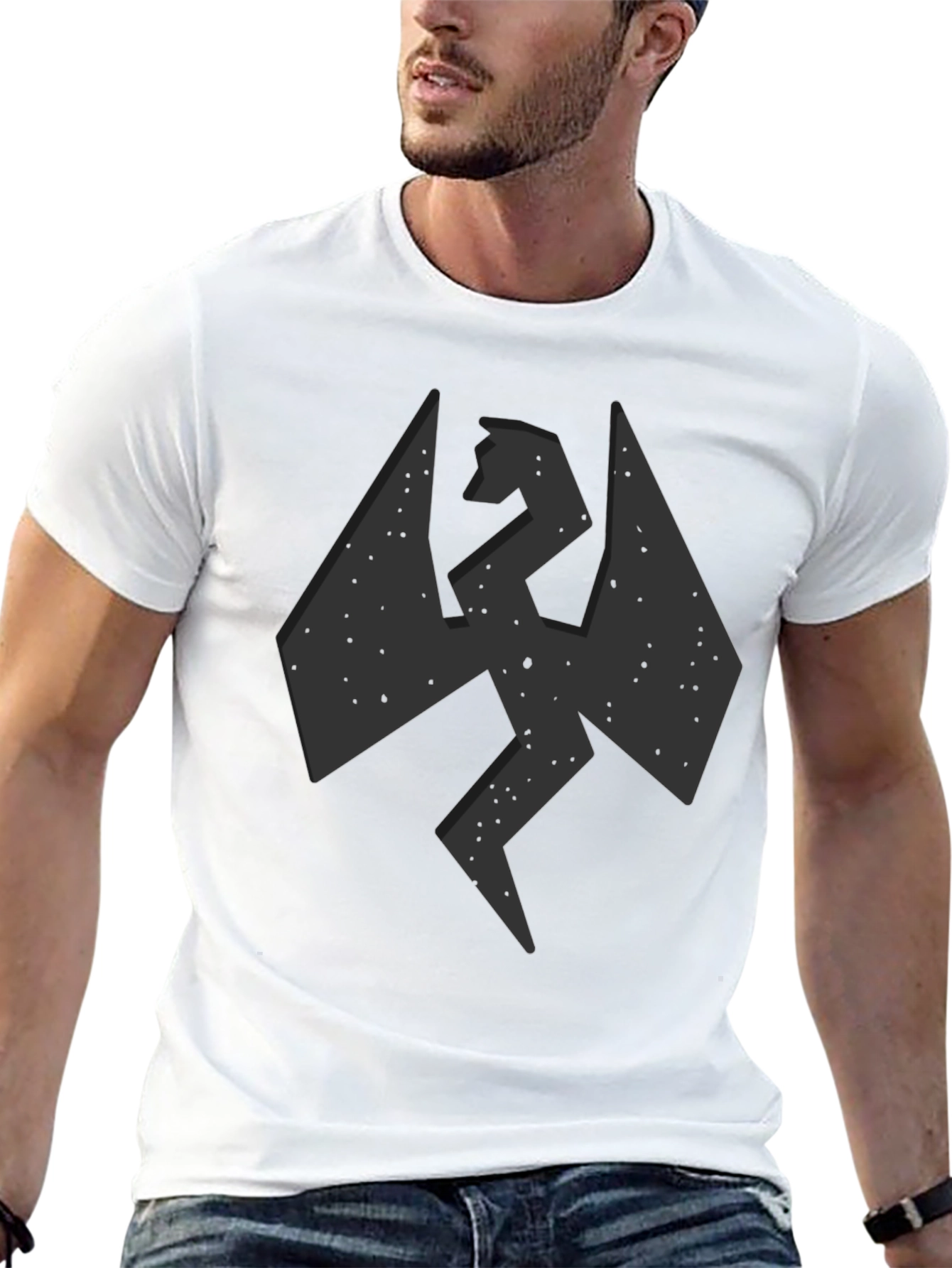 Camiseta Negra Hombre - Diseño Dragón Abstracto