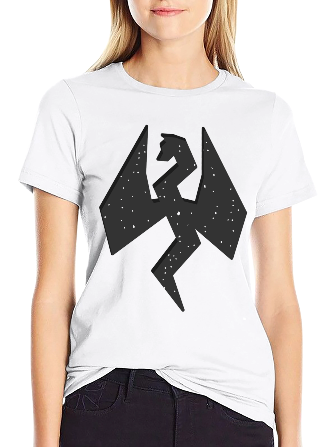 Camiseta Negra Hombre - Diseño Dragón Abstracto