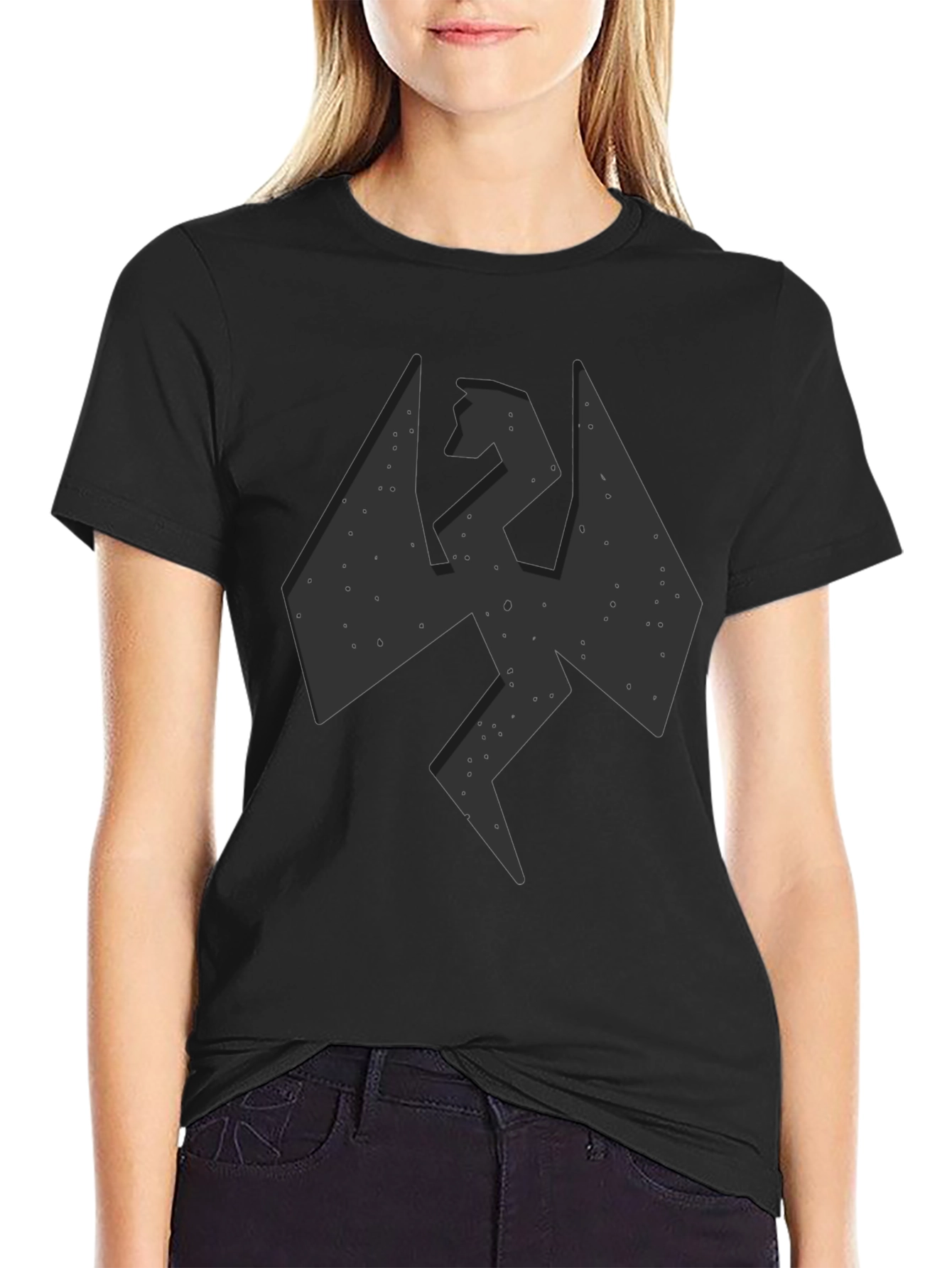 Camiseta Negra Hombre - Diseño Dragón Abstracto