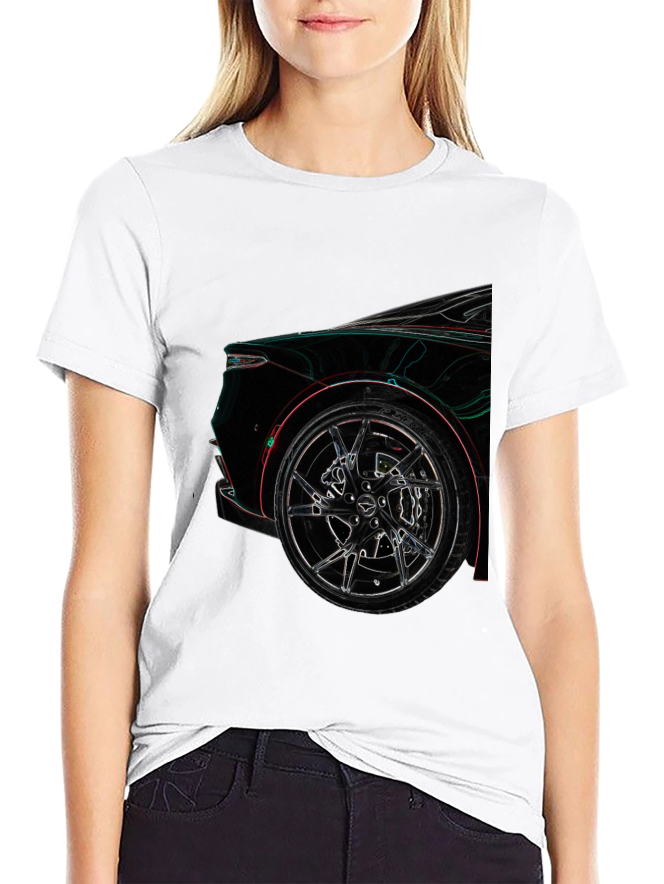Camiseta Negra con Diseño de Coche Deportivo