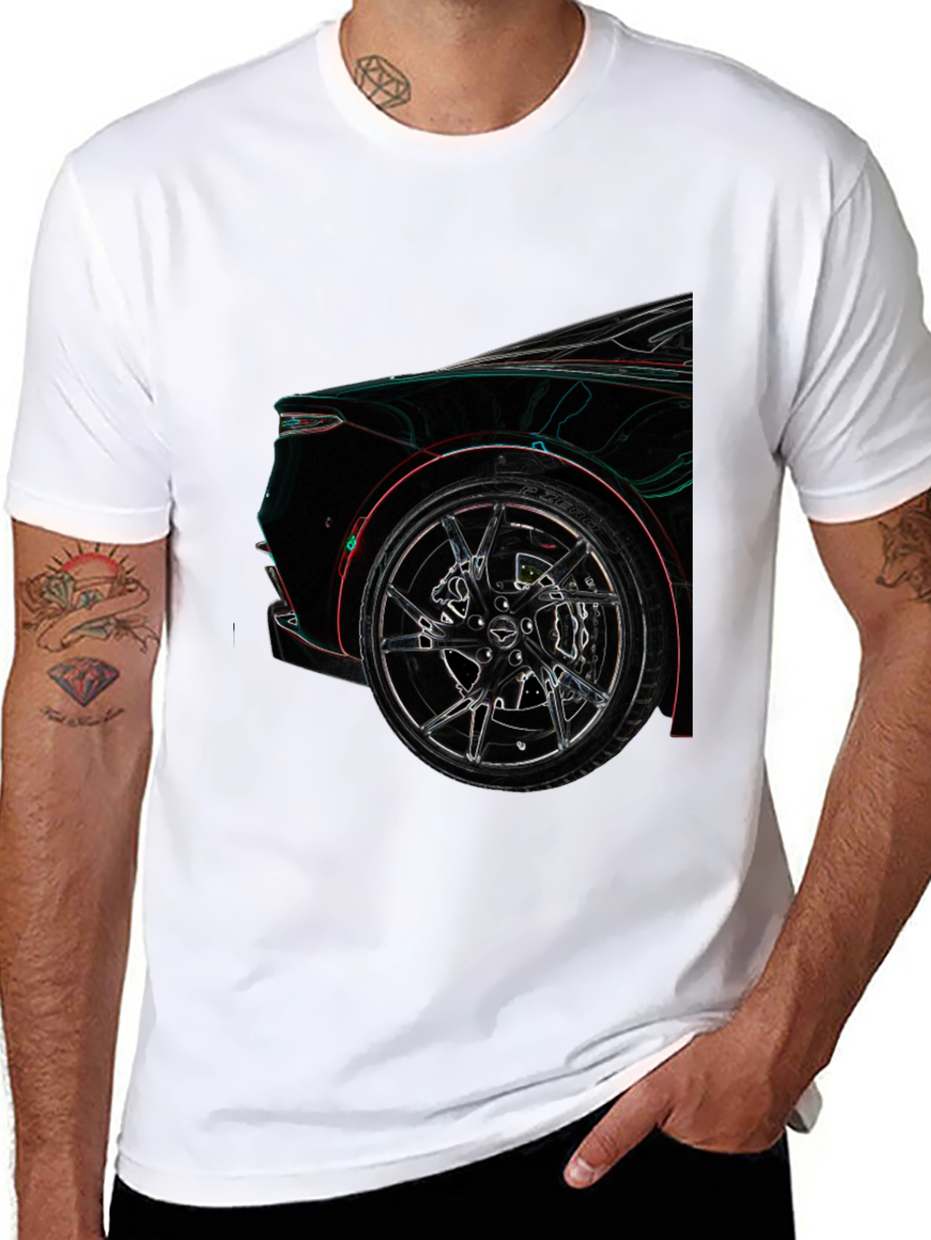 Camiseta Negra con Diseño de Coche Deportivo