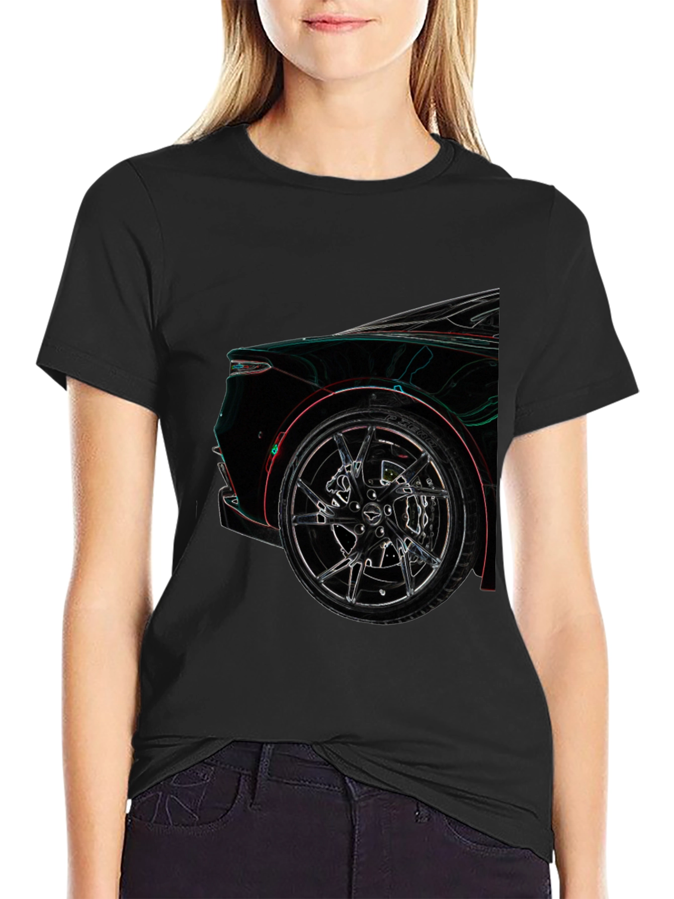 Camiseta Negra con Diseño de Coche Deportivo