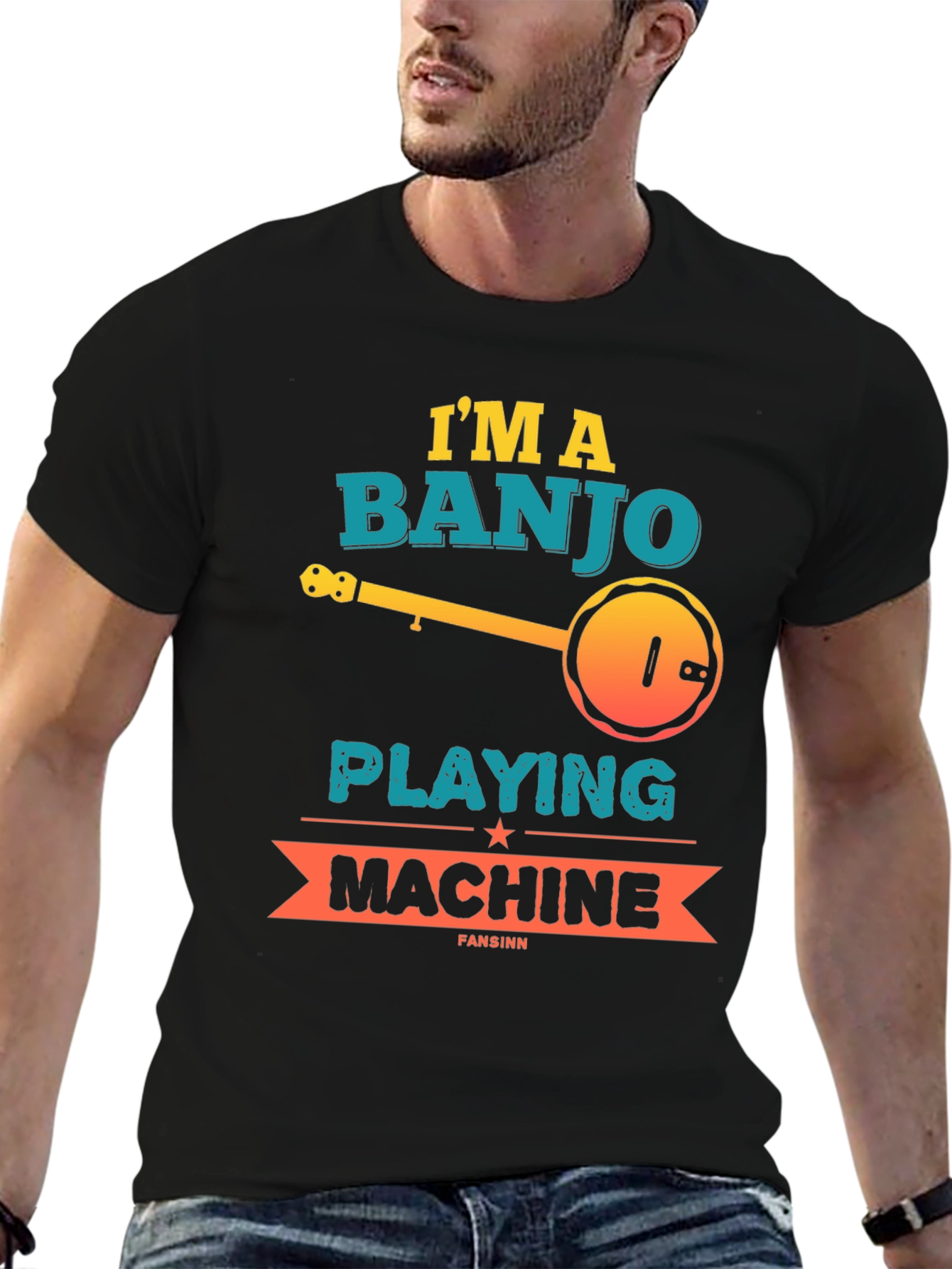 Camiseta Negra Banjo Playing Machine
