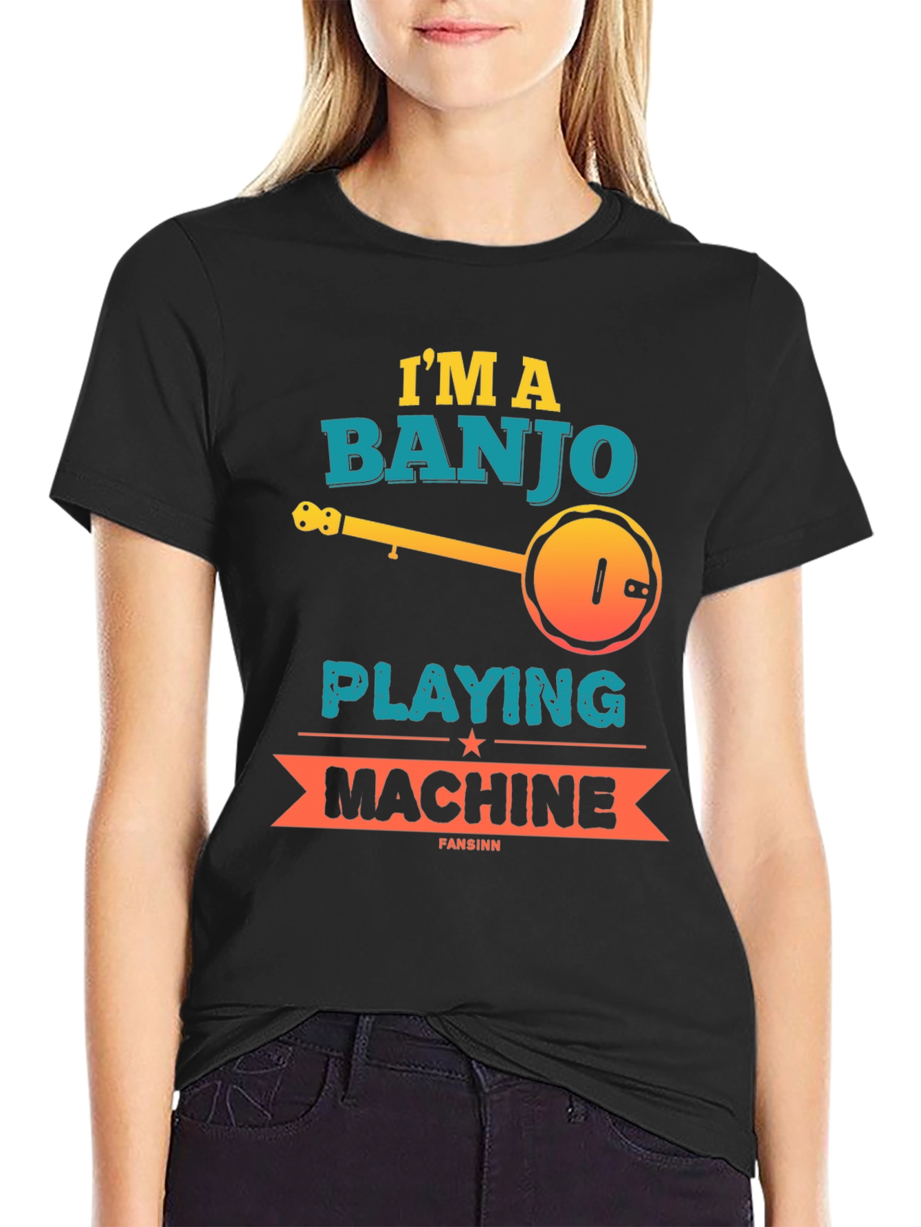 Camiseta Negra Banjo Playing Machine