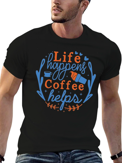 Camiseta Negra con Diseño de Café