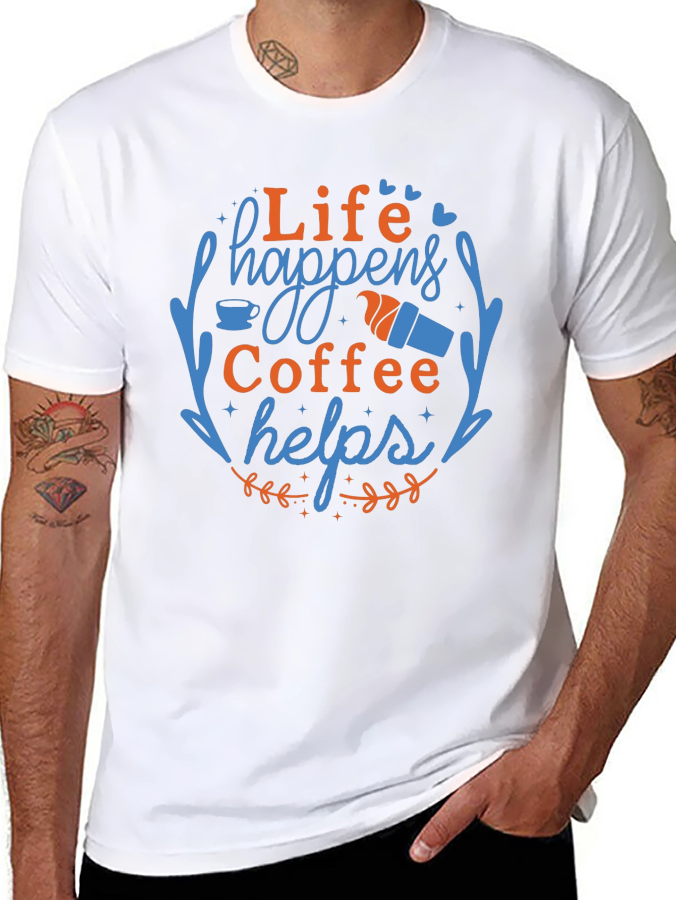 Camiseta Negra con Diseño de Café