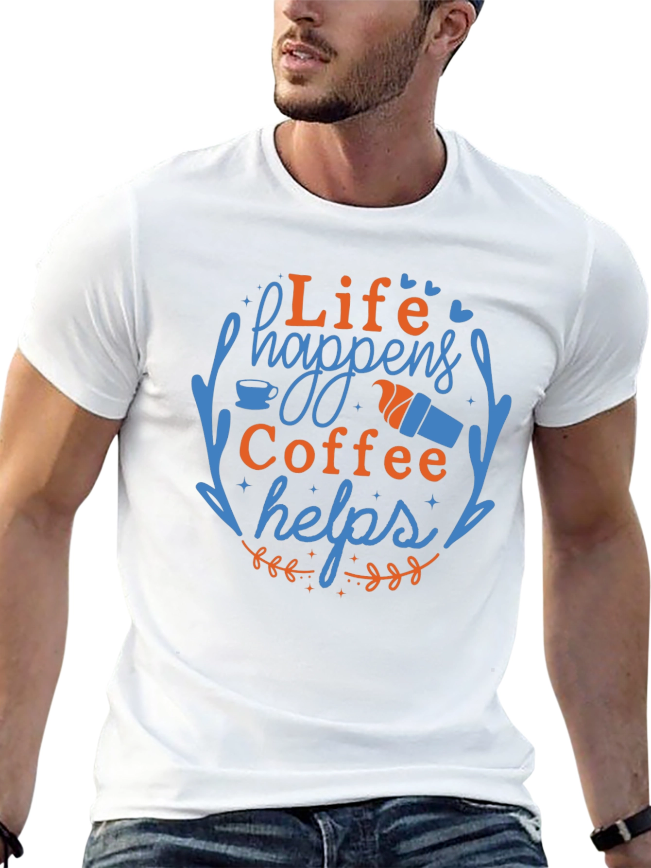 Camiseta Negra con Diseño de Café